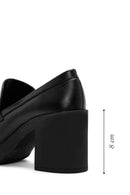 Women's Black Chunky Heel Loafers | Derimod