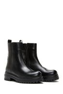 Women's Black Thick Soled Leather Boots | Derimod