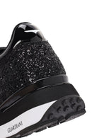 Alberto Guardiani Women's Black Wen Thick-Soled Lace-Up Glittery Leather Sneakers | Derimod