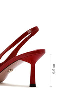 Women's Red Open Back Thin High Heel Leather Shoes | Derimod