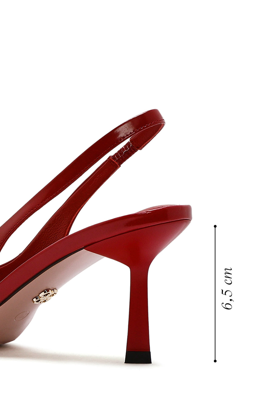 Women's Red Open Back Thin High Heel Leather Shoes