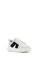 Men's White Lace-up Thick-Sole Leather Sneaker | Derimod