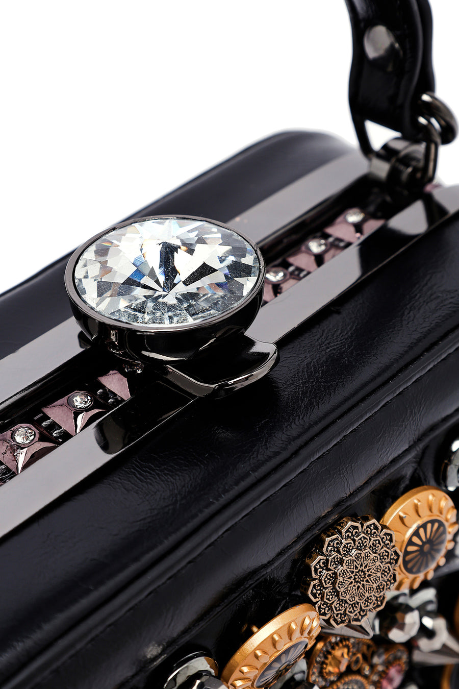Women's Black Long Strap Stone Bag