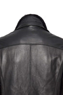 Barella Men's Black Collar Furry Leather Trench Coat | Derimod