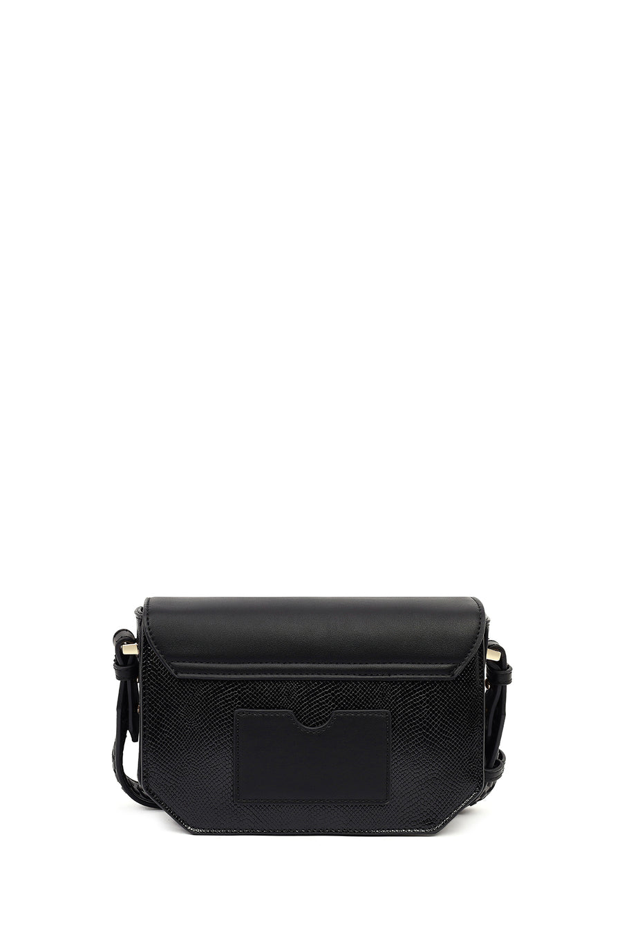 Women's Black Long Strap Patterned Crossbody Bag
