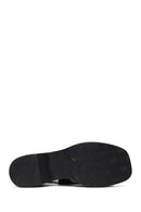 Woman Black Back Buckle Wedge Heel Leather Sandals | Derimod