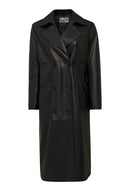 Natalia Women's Black Leather Trench Coat | Derimod