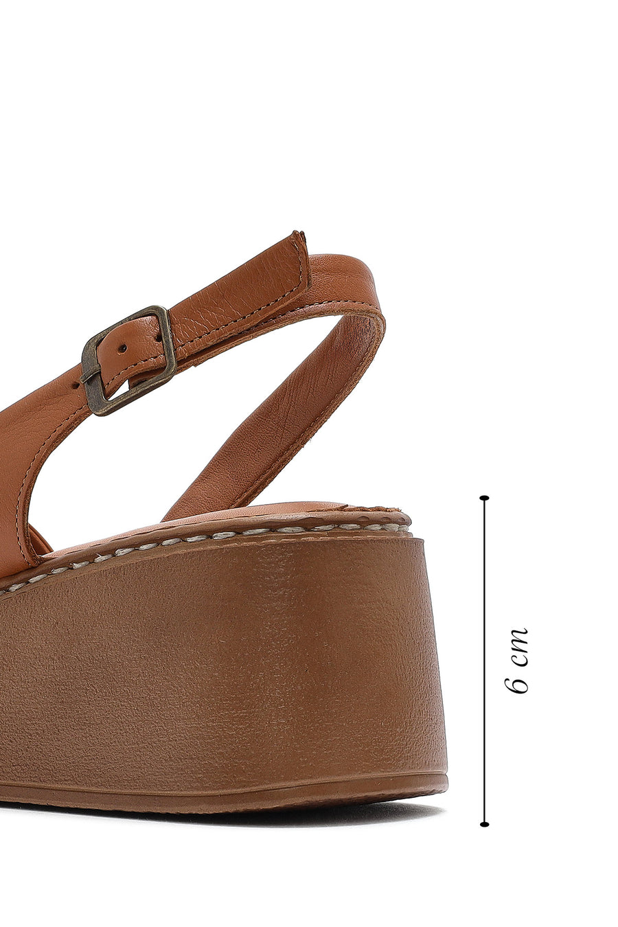 Women's Tan Thick-Soled Leather Comfort Sandals