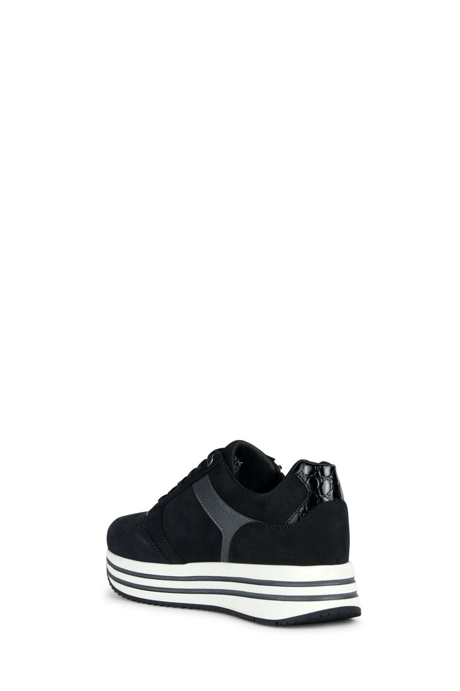 Geox Kadın Siyah Kency Kalın Tabanlı Bağcıklı Deri Sneaker