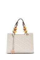 Women's Cream Long Strap Quilted Handbag | Derimod