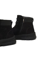 Men's Black Lace-Up Zipper Nubuck Leather Casual Boot | Derimod