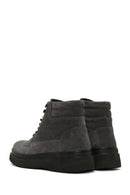 Men's Gray Thick Soled Laced Suede Leather Boots | Derimod