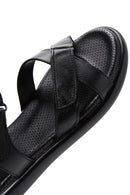 Kadın Siyah Çift Bantlı Deri Comfort Sandalet | Derimod