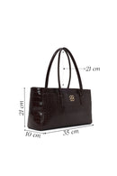 Woman Brown Croc-Embossed Shoulder Bag | Derimod
