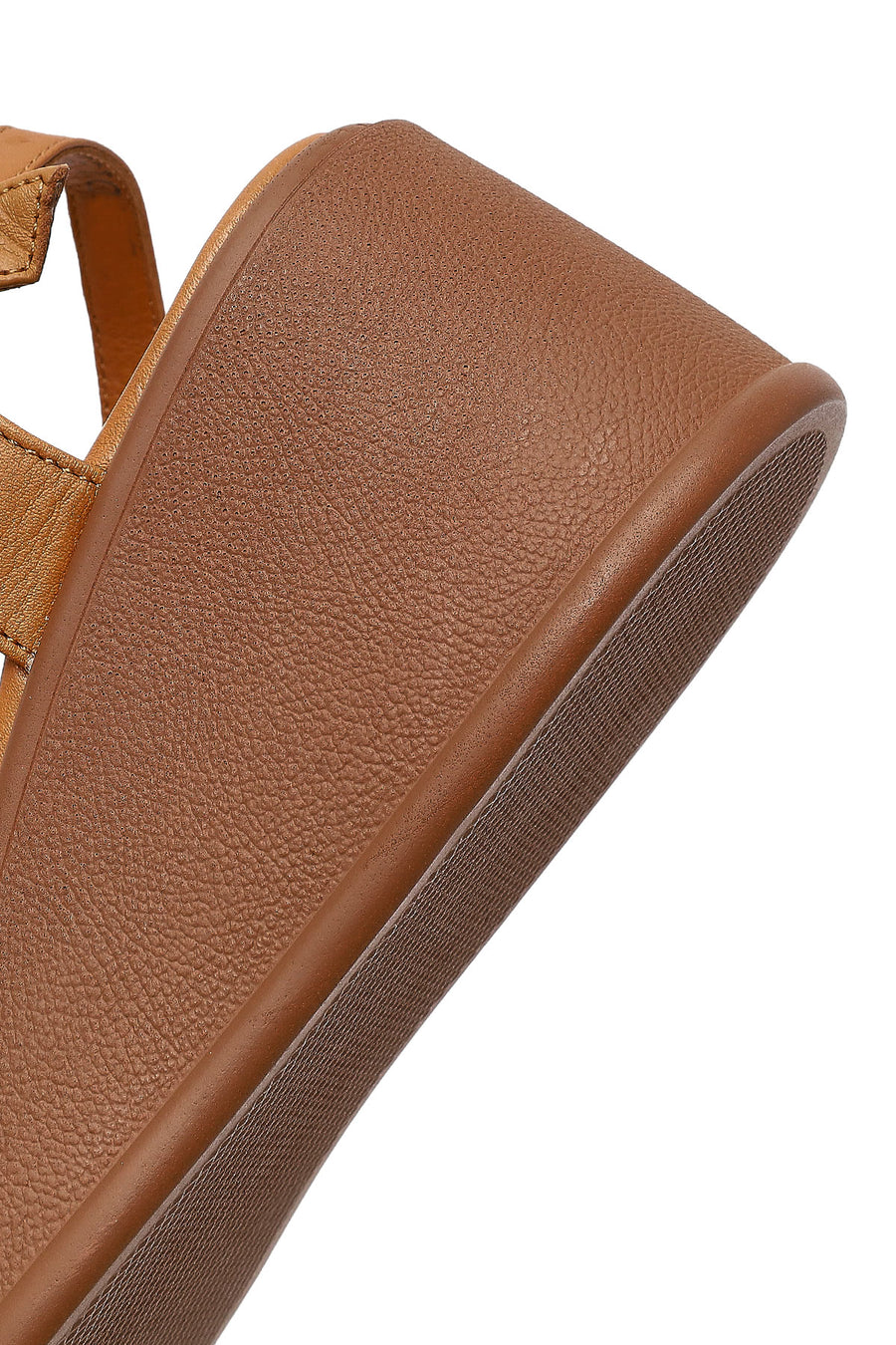 Women's Tan Ankle Buckle Wedge Heel Leather Sandals