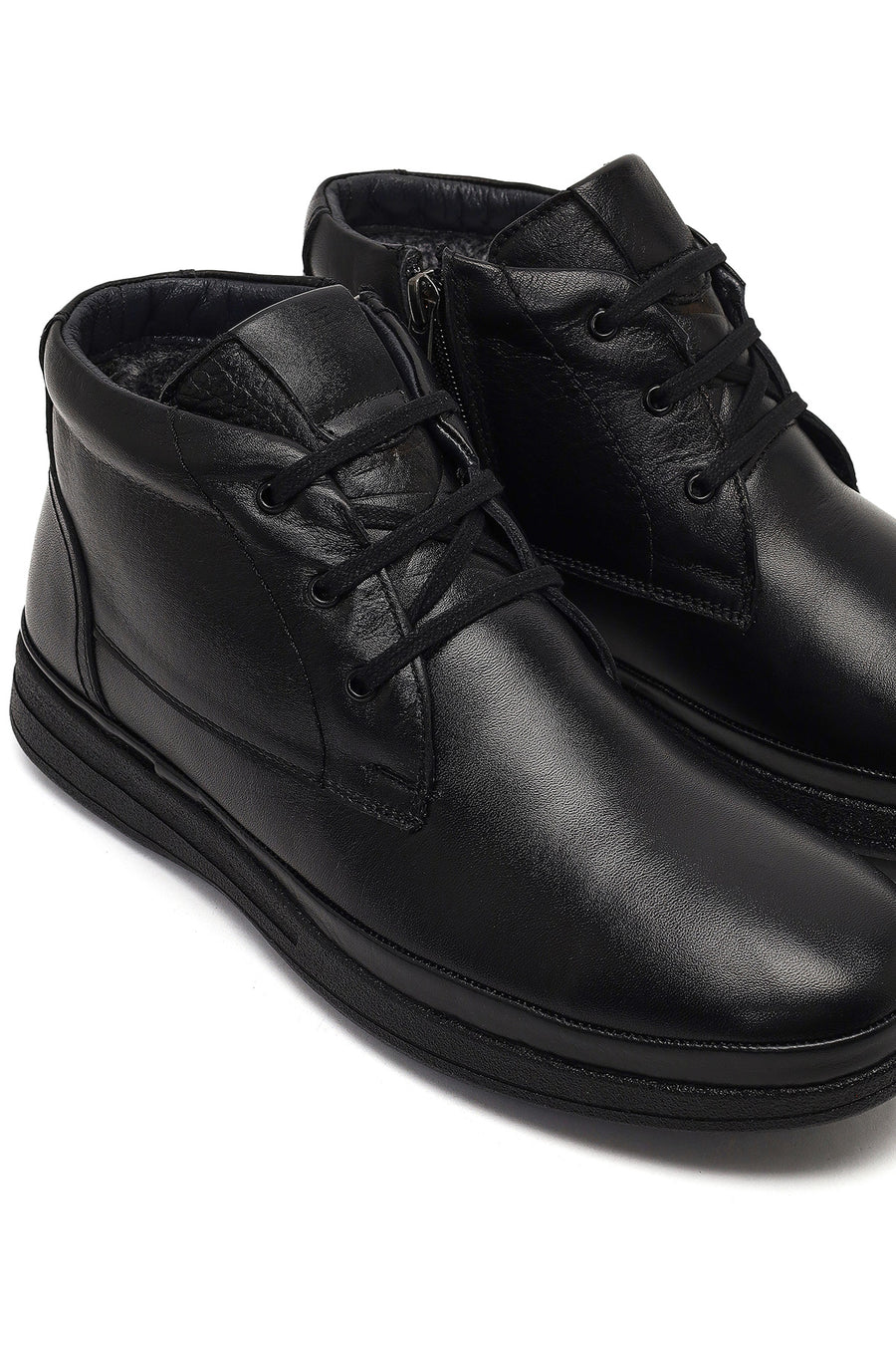 Male Black Zip Closure Leather Boots