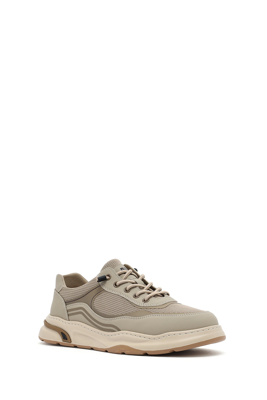 Men's Beige Lace-up Leather Sneaker