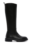 Women's Black Zippered Leather Boots | Derimod