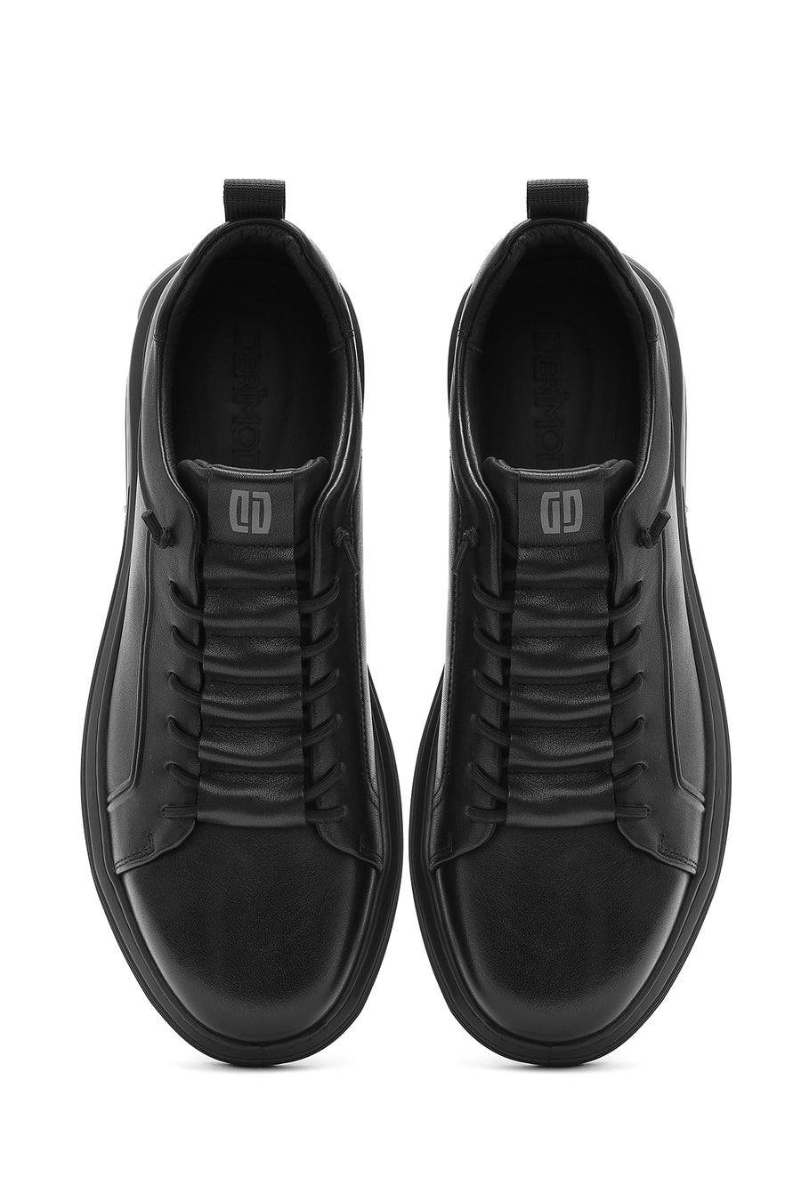 Men's Black Lace-up Leather Sneaker