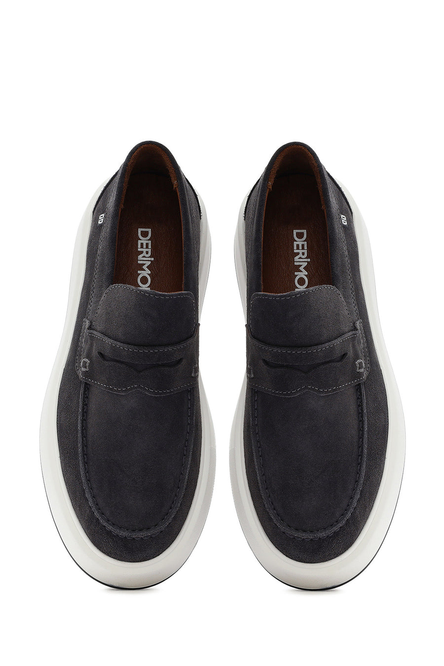 Erkek Gri Süet Deri Casual Loafer