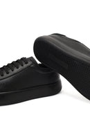 Men's Black Lace-Up Thick-Soled Leather Sneaker | Derimod