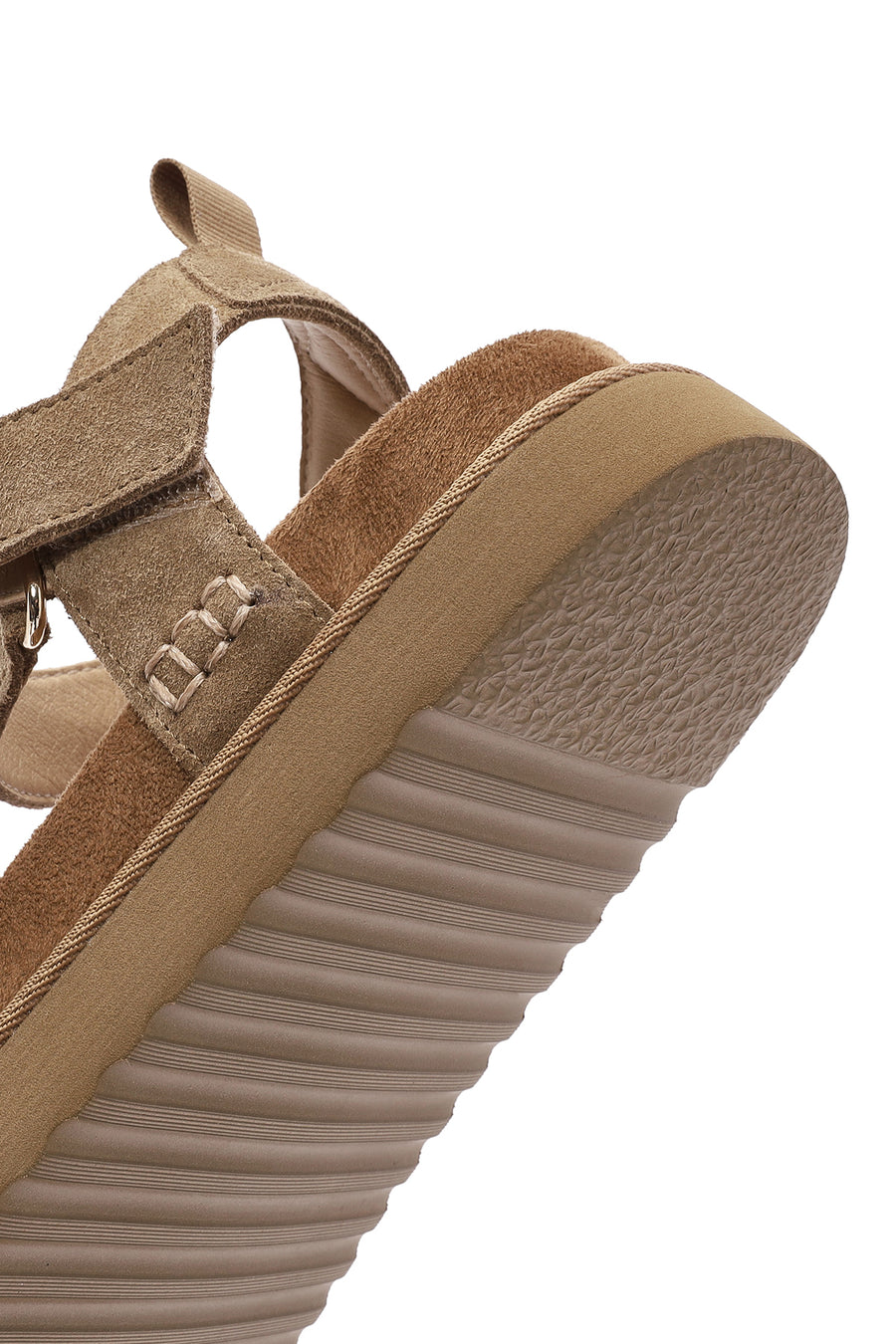 Women's Brown Thick Soled Suede Leather Sandals
