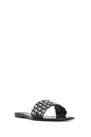 Women's Black Stone Jelly Slippers | Derimod