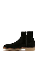 Men's Black Zippered Suede Leather Casual Boots | Derimod