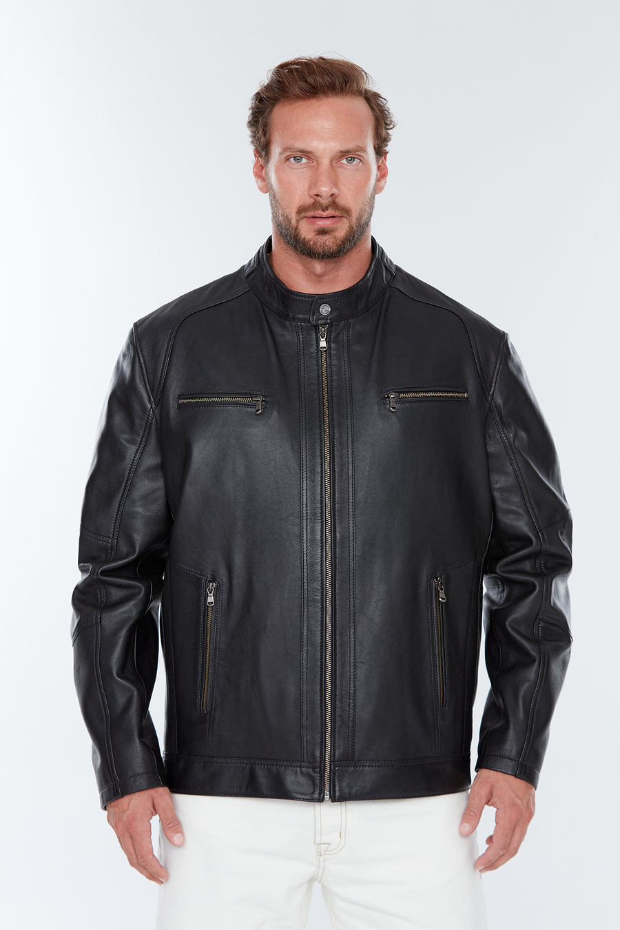 Alanzo (Plus) Men's Black Leather Jacket