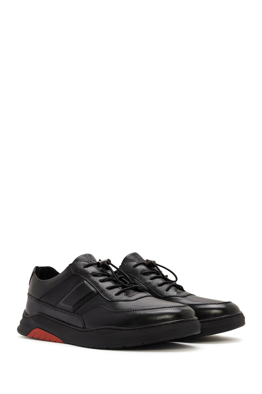 Men's Black Lace-up Leather Sneaker