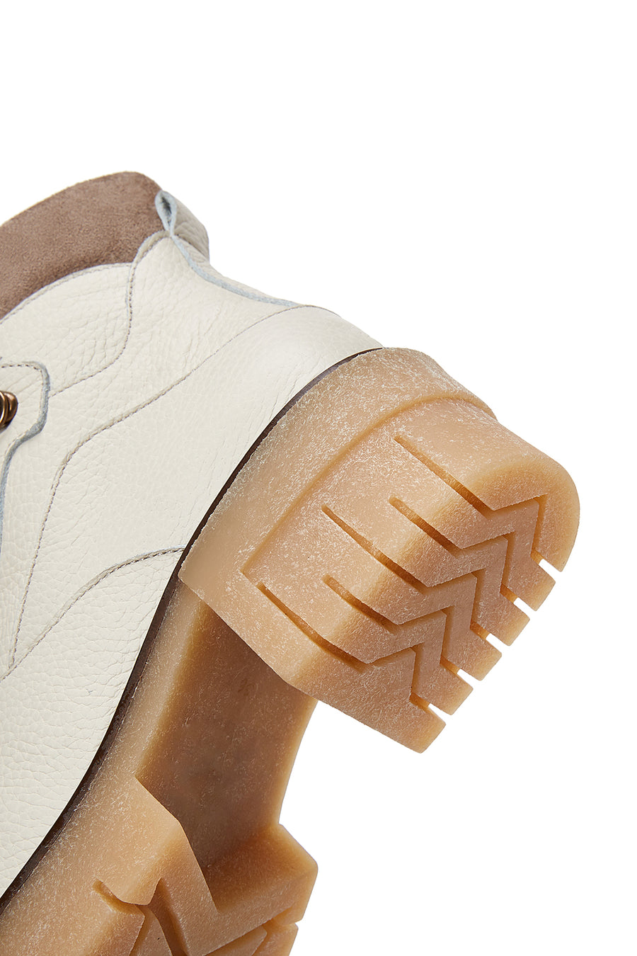 Women's Beige Thick Soled Leather Boots