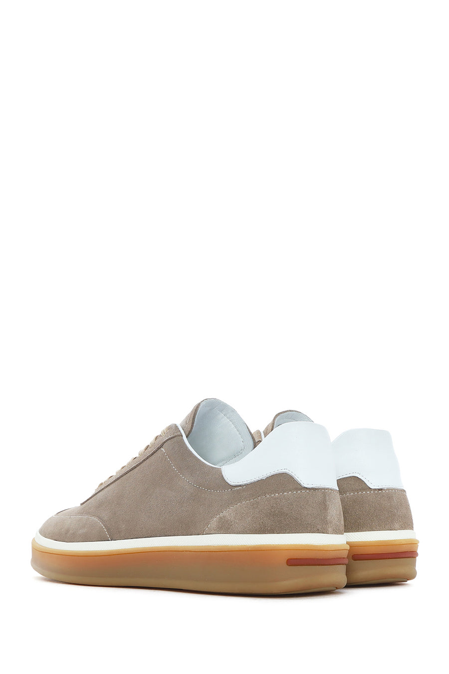Men's Beige Lace-Up Suede Leather Sneaker