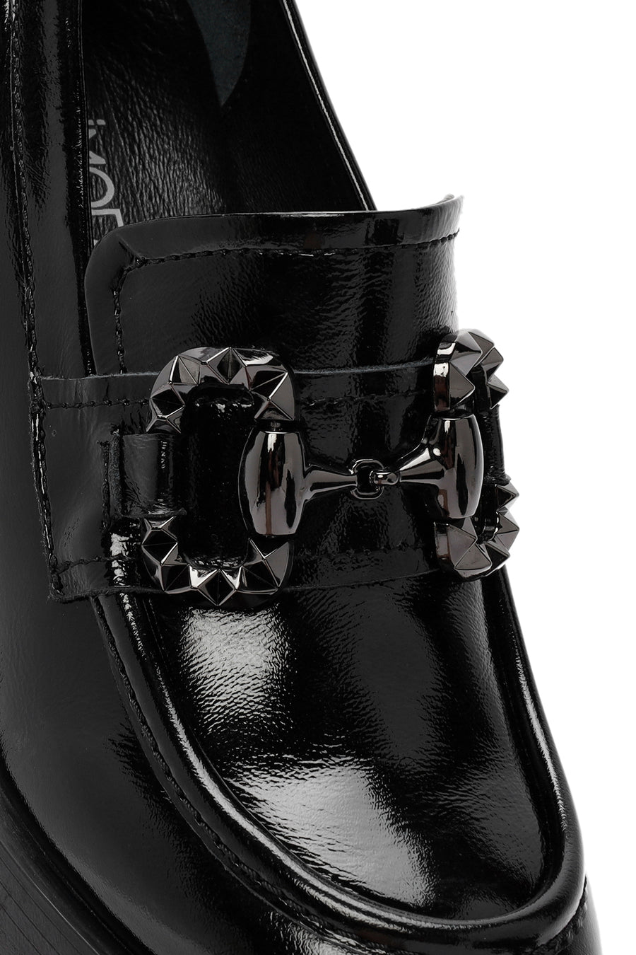 Woman Black High Thick-Heeled Patent Leather Leather Masculine Loafer