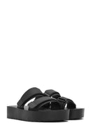 Women's Black Strappy Thick Soled Jelly Slippers | Derimod