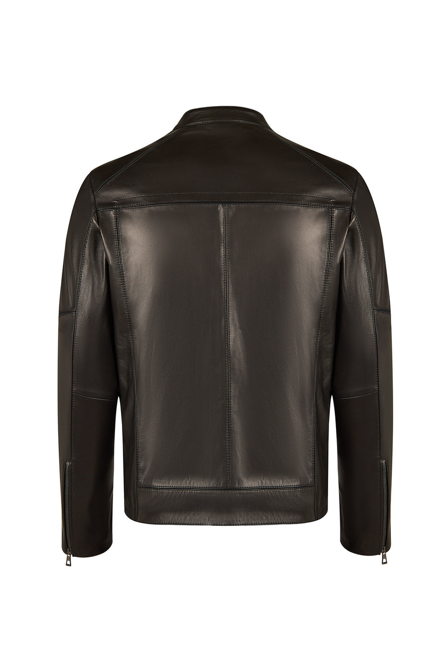 Musiala Male Black Slim-Fit Leather Jacket