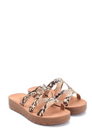 Women's Camel Snake Printed Slippers | Derimod