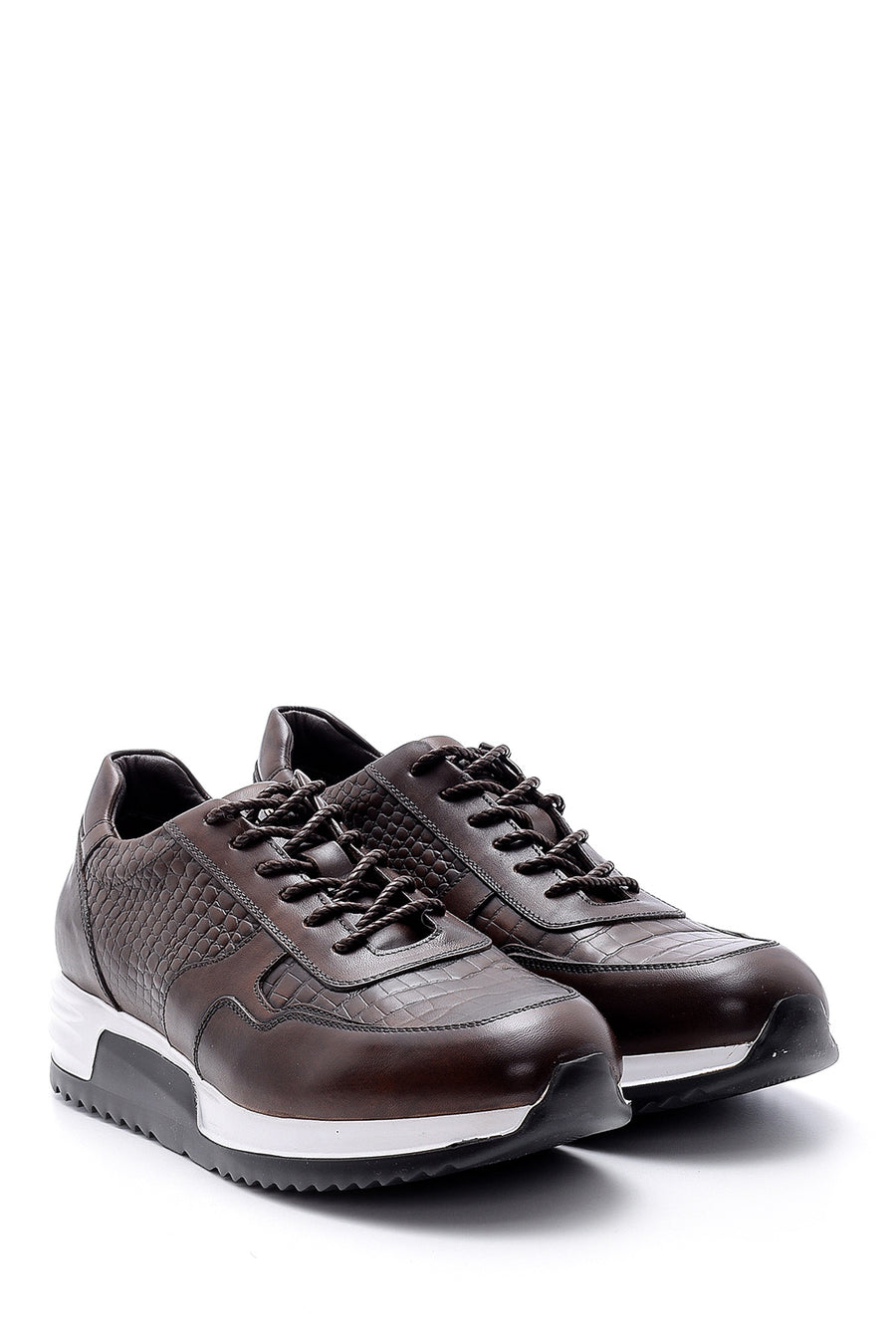 Men's Crocodile Pattern Detailed Leather Sneaker