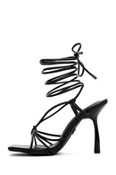 Women's Black Tie-Heeled Sandals | Derimod