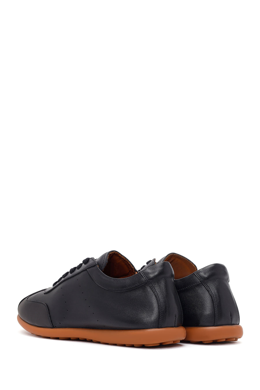 Men's Black Lace-up Leather Sneaker
