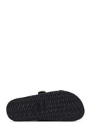 Women's Black Double Buckled Stoned Slippers | Derimod