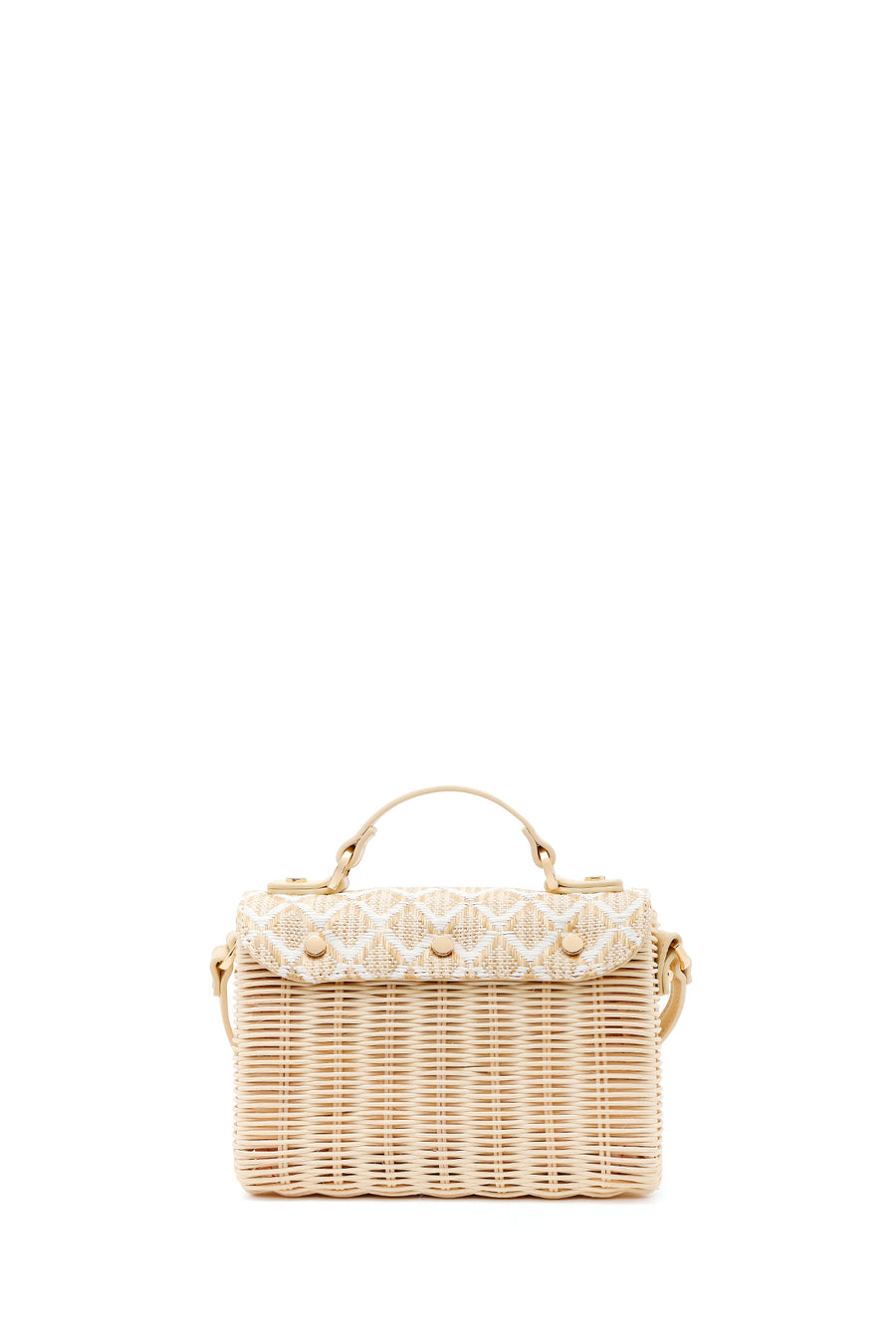 Woman Beige Long-Strap Stone-Embellished Woven Mini Crossbody Bag