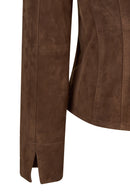 Lara Woman Brown Short Suede Jacket | Derimod