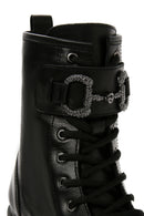 Women's Black Accessory Detailed Zippered Leather Boots | Derimod