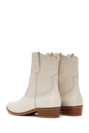 Women's Beige Leather Cowboy Boots | Derimod