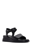 Women's Black Ankle Strap Leather Comfort Sandals | Derimod