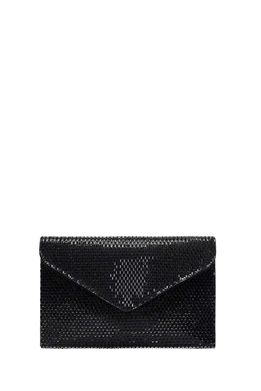 Woman Black Chain-Strap Rhinestone Evening Bag