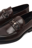 Men Brown Buckled Leather Loafer | Derimod