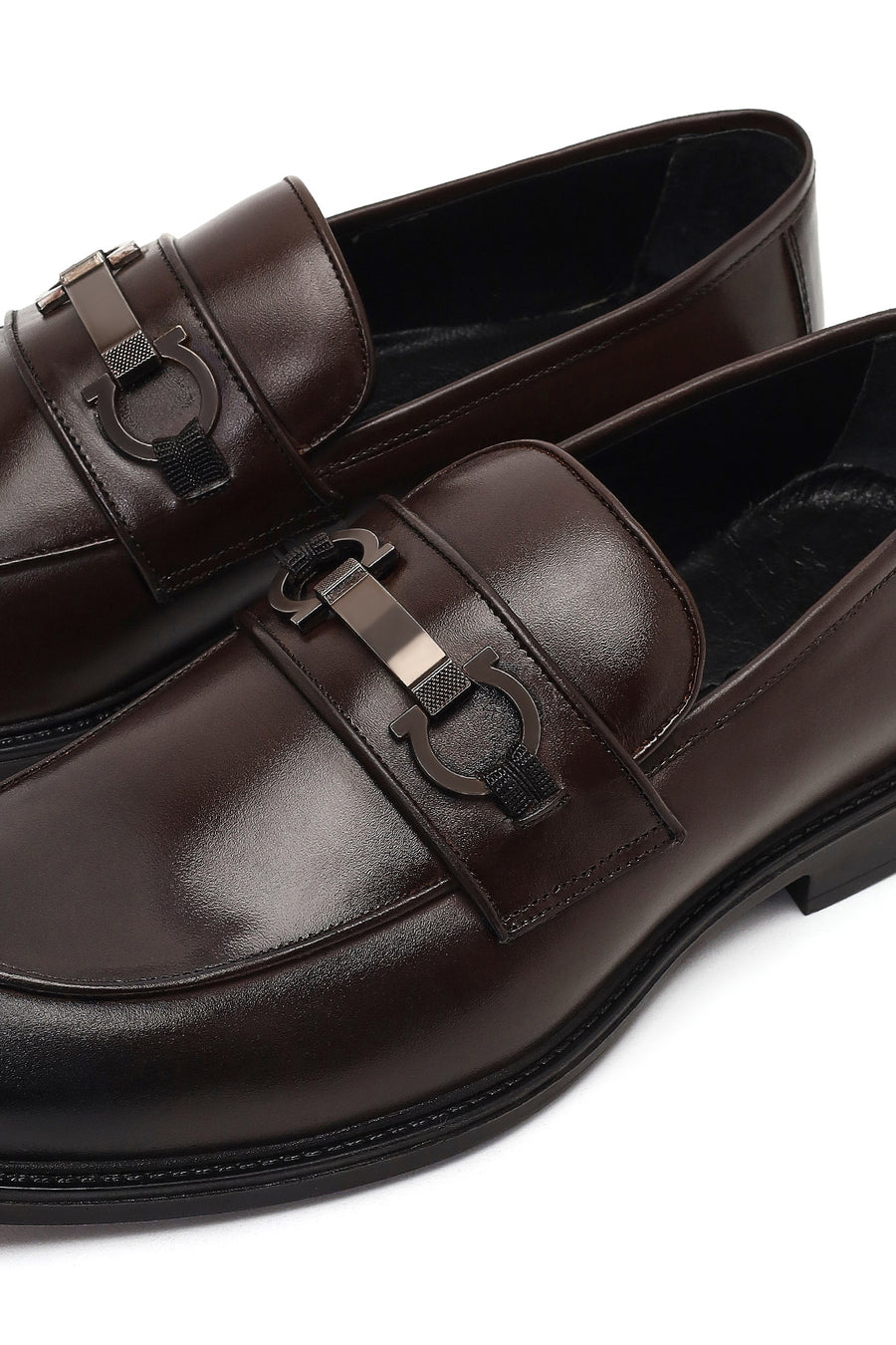 Men Brown Buckled Leather Loafer