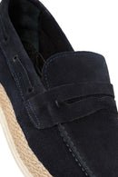 Men's Navy Blue Suede Leather Casual Loafer | Derimod