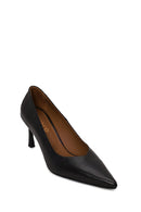 Woman Black Thin-Heeled Leather Stiletto | Derimod